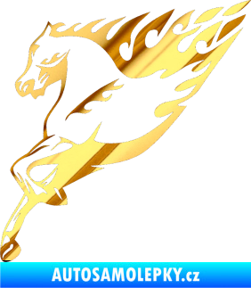 Samolepka Animal flames 002 levá kůň chrom fólie zlatá zrcadlová