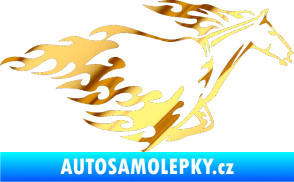 Samolepka Animal flames 003 pravá kůň chrom fólie zlatá zrcadlová