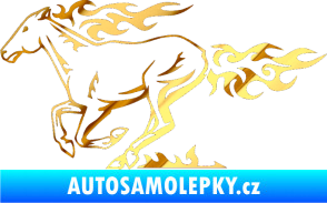 Samolepka Animal flames 004 levá kůň chrom fólie zlatá zrcadlová