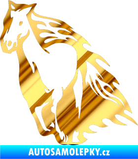 Samolepka Animal flames 006 levá kůň chrom fólie zlatá zrcadlová