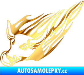 Samolepka Animal flames 010 levá býk s kruhem chrom fólie zlatá zrcadlová