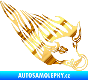 Samolepka Animal flames 010 pravá býk s kruhem chrom fólie zlatá zrcadlová