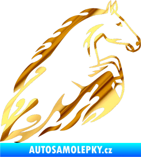 Samolepka Animal flames 011 pravá kůň chrom fólie zlatá zrcadlová