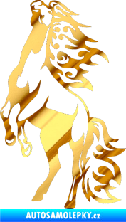 Samolepka Animal flames 013 levá kůň chrom fólie zlatá zrcadlová