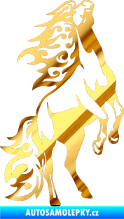 Samolepka Animal flames 013 pravá kůň chrom fólie zlatá zrcadlová