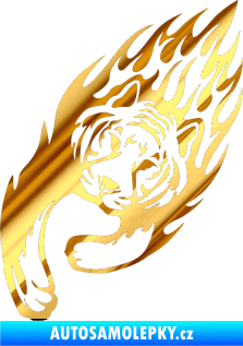Samolepka Animal flames 015 levá tygr chrom fólie zlatá zrcadlová