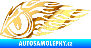 Samolepka Animal flames 016 levá zvířecí oko chrom fólie zlatá zrcadlová