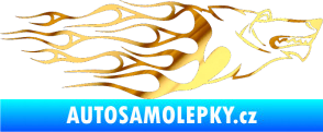Samolepka Animal flames 017 pravá vlk chrom fólie zlatá zrcadlová