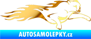 Samolepka Animal flames 018 pravá panter chrom fólie zlatá zrcadlová