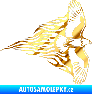Samolepka Animal flames 019 pravá letící orel chrom fólie zlatá zrcadlová