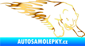 Samolepka Animal flames 020 pravá puma chrom fólie zlatá zrcadlová