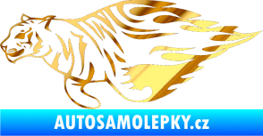 Samolepka Animal flames 021 levá tygr chrom fólie zlatá zrcadlová