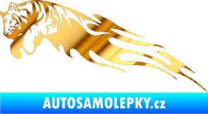 Samolepka Animal flames 022 levá tygr chrom fólie zlatá zrcadlová