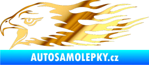 Samolepka Animal flames 023 levá orel chrom fólie zlatá zrcadlová