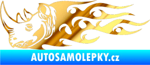 Samolepka Animal flames 025 levá nosorožec chrom fólie zlatá zrcadlová