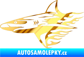 Samolepka Animal flames 031 levá žralok chrom fólie zlatá zrcadlová
