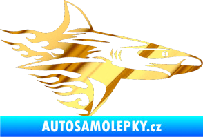 Samolepka Animal flames 031 pravá žralok chrom fólie zlatá zrcadlová