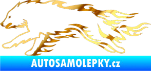 Samolepka Animal flames 032 levá vlk chrom fólie zlatá zrcadlová