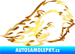 Samolepka Animal flames 036 levá vlk chrom fólie zlatá zrcadlová