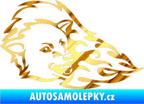 Samolepka Animal flames 036 pravá vlk chrom fólie zlatá zrcadlová