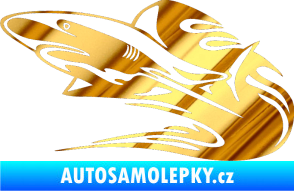Samolepka Animal flames 037 levá žralok chrom fólie zlatá zrcadlová