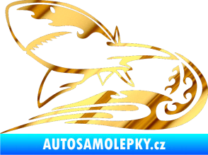 Samolepka Animal flames 041 levá žralok chrom fólie zlatá zrcadlová