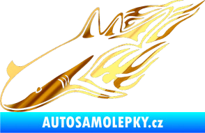 Samolepka Animal flames 048 levá žralok chrom fólie zlatá zrcadlová
