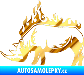Samolepka Animal flames 049 levá nosorožec chrom fólie zlatá zrcadlová