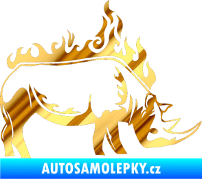 Samolepka Animal flames 049 pravá nosorožec chrom fólie zlatá zrcadlová