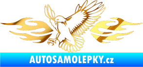 Samolepka Animal flames 054 levá orel chrom fólie zlatá zrcadlová