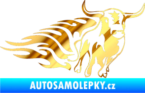 Samolepka Animal flames 057 pravá býk chrom fólie zlatá zrcadlová
