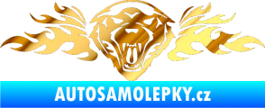 Samolepka Animal flames 058 levá vlk chrom fólie zlatá zrcadlová