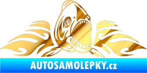Samolepka Animal flames 063 pravá piraňa chrom fólie zlatá zrcadlová