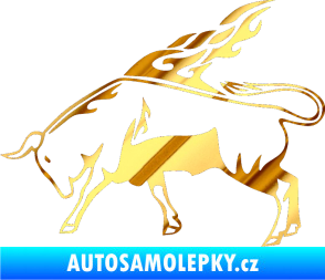 Samolepka Animal flames 067 levá býk chrom fólie zlatá zrcadlová