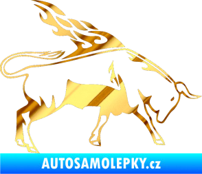 Samolepka Animal flames 067 pravá býk chrom fólie zlatá zrcadlová