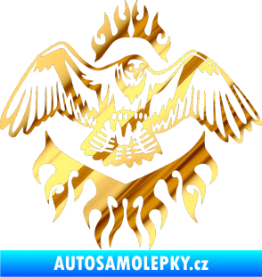 Samolepka Animal flames 068 pravá orel chrom fólie zlatá zrcadlová