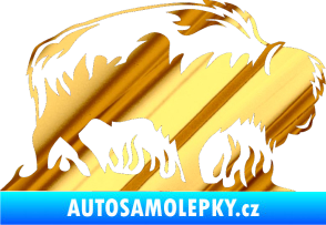 Samolepka Animal flames 071 pravá býk chrom fólie zlatá zrcadlová