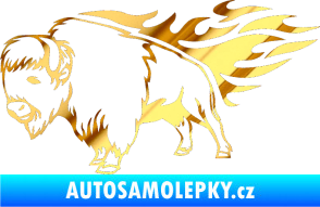 Samolepka Animal flames 077 levá býk chrom fólie zlatá zrcadlová