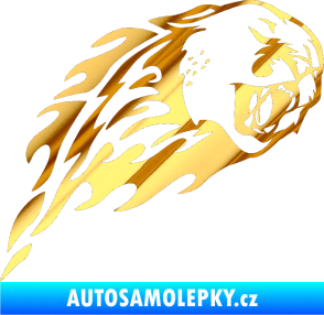 Samolepka Animal flames 083 pravá puma chrom fólie zlatá zrcadlová