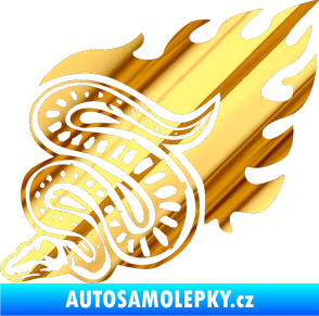 Samolepka Animal flames 086 levá had chrom fólie zlatá zrcadlová