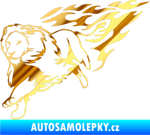Samolepka Animal flames 087 levá lev chrom fólie zlatá zrcadlová
