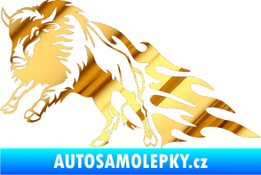 Samolepka Animal flames 089 levá býk chrom fólie zlatá zrcadlová