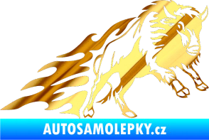 Samolepka Animal flames 089 pravá býk chrom fólie zlatá zrcadlová