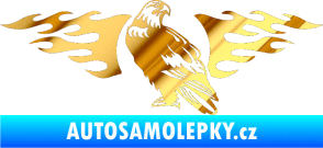 Samolepka Animal flames 094 levá orel chrom fólie zlatá zrcadlová