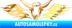 Samolepka Animal flames 098 levá býk chrom fólie zlatá zrcadlová