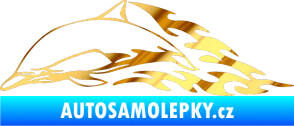 Samolepka Animal flames 099 levá delfín chrom fólie zlatá zrcadlová