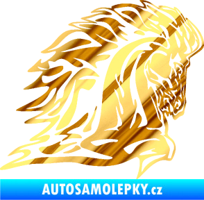 Samolepka Animal flames 101 pravá kůň chrom fólie zlatá zrcadlová