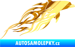 Samolepka Animal flames 102 pravá delfín chrom fólie zlatá zrcadlová