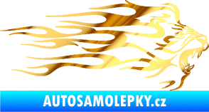 Samolepka Animal flames 103 pravá lev chrom fólie zlatá zrcadlová