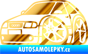 Samolepka Audi A3 karikatura levá chrom fólie zlatá zrcadlová